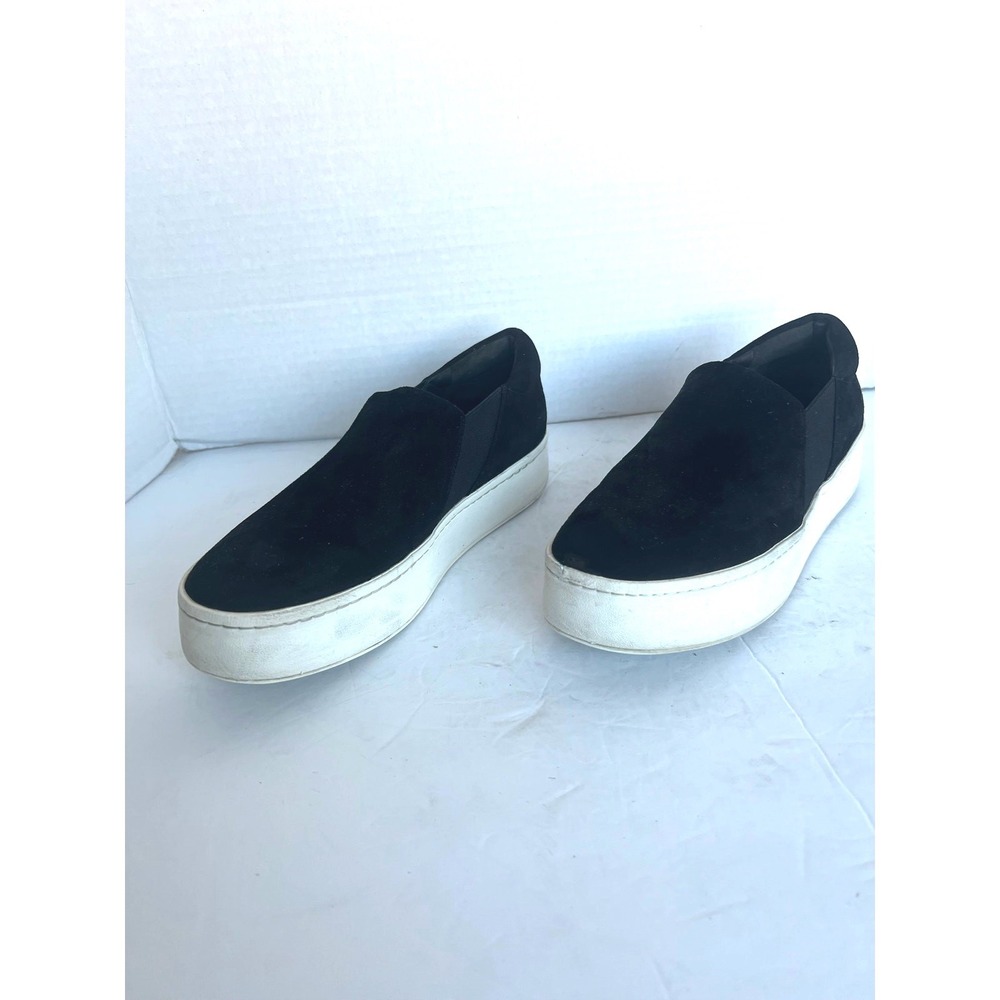 Vince Warren Black Suede White Platform Round Toe Slip On Skate Sneaker Shoes 7